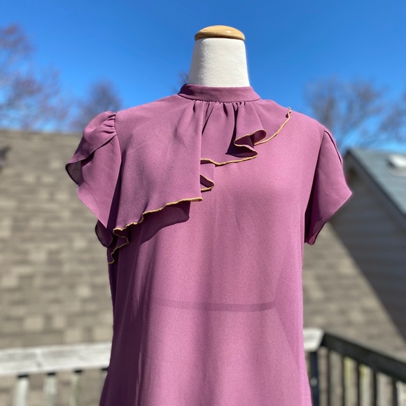 Vintage 1970s Sheer Mauve Purple Sheath Dress - Picture 5 of 5